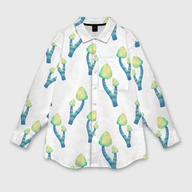 Мужская рубашка oversize 3D с принтом Акварельные неоновые грибы в Курске,  |  | 