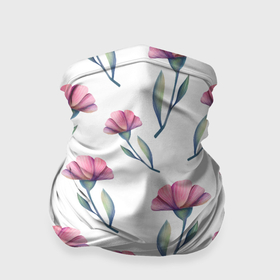 Бандана-труба 3D с принтом Розовые цветы гвоздики на белом в Екатеринбурге, 100% полиэстер, ткань с особыми свойствами — Activecool | плотность 150‒180 г/м2; хорошо тянется, но сохраняет форму | 