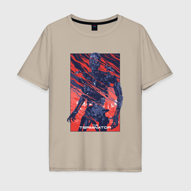 Мужская футболка хлопок Oversize с принтом The terminator арт , 100% хлопок | свободный крой, круглый ворот, “спинка” длиннее передней части | 