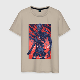 Мужская футболка хлопок с принтом The terminator арт в Петрозаводске, 100% хлопок | прямой крой, круглый вырез горловины, длина до линии бедер, слегка спущенное плечо. | 