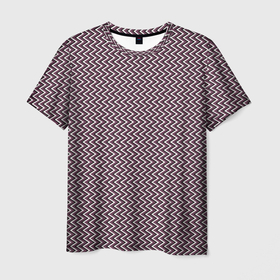 Мужская футболка 3D с принтом Треугольные полосы пыльно розовый в Белгороде, 100% полиэфир | прямой крой, круглый вырез горловины, длина до линии бедер | 