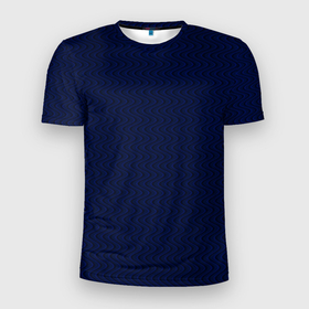 Мужская футболка 3D Slim с принтом Тёмно синий волнистые линии , 100% полиэстер с улучшенными характеристиками | приталенный силуэт, круглая горловина, широкие плечи, сужается к линии бедра | 