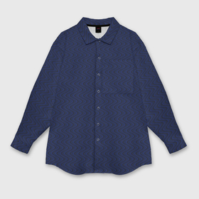 Мужская рубашка oversize 3D с принтом Тёмно синий волнистые линии в Кировске,  |  | 