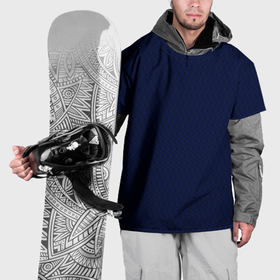 Накидка на куртку 3D с принтом Тёмно синий волнистые линии в Кировске, 100% полиэстер |  | 