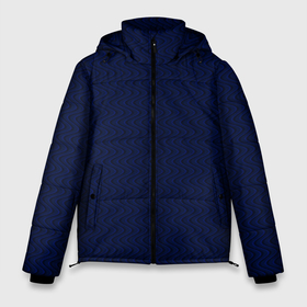 Мужская зимняя куртка 3D с принтом Тёмно синий волнистые линии в Кировске, верх — 100% полиэстер; подкладка — 100% полиэстер; утеплитель — 100% полиэстер | длина ниже бедра, свободный силуэт Оверсайз. Есть воротник-стойка, отстегивающийся капюшон и ветрозащитная планка. 

Боковые карманы с листочкой на кнопках и внутренний карман на молнии. | 