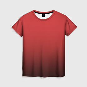 Женская футболка 3D с принтом Градиент клубнично чёрный в Тюмени, 100% полиэфир ( синтетическое хлопкоподобное полотно) | прямой крой, круглый вырез горловины, длина до линии бедер | 