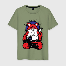 Мужская футболка хлопок с принтом Fox relax в Санкт-Петербурге, 100% хлопок | прямой крой, круглый вырез горловины, длина до линии бедер, слегка спущенное плечо. | 