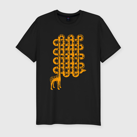 Мужская футболка хлопок Slim с принтом Жирафик лабиринт в Тюмени, 92% хлопок, 8% лайкра | приталенный силуэт, круглый вырез ворота, длина до линии бедра, короткий рукав | Тематика изображения на принте: 