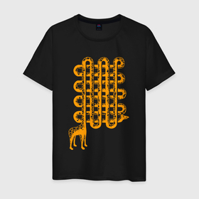 Мужская футболка хлопок с принтом Жирафик лабиринт в Белгороде, 100% хлопок | прямой крой, круглый вырез горловины, длина до линии бедер, слегка спущенное плечо. | 