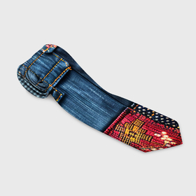 Галстук 3D с принтом Значок адвоката на джинсах в Тюмени, 100% полиэстер | Длина 148 см; Плотность 150-180 г/м2 | 