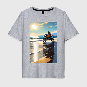 Мужская футболка хлопок Oversize с принтом On the beach , 100% хлопок | свободный крой, круглый ворот, “спинка” длиннее передней части | 