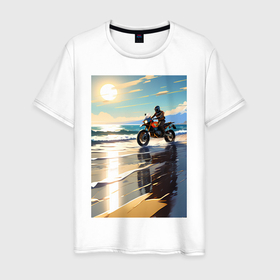 Мужская футболка хлопок с принтом On the beach , 100% хлопок | прямой крой, круглый вырез горловины, длина до линии бедер, слегка спущенное плечо. | 