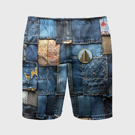 Мужские шорты спортивные с принтом Значок архитектора на джинсах в Курске,  |  | 