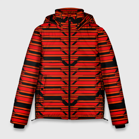 Мужская зимняя куртка 3D с принтом Техно броня красная в Тюмени, верх — 100% полиэстер; подкладка — 100% полиэстер; утеплитель — 100% полиэстер | длина ниже бедра, свободный силуэт Оверсайз. Есть воротник-стойка, отстегивающийся капюшон и ветрозащитная планка. 

Боковые карманы с листочкой на кнопках и внутренний карман на молнии. | 