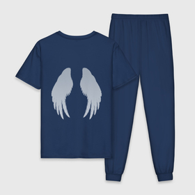 Мужская пижама хлопок с принтом Большие серые крылья в Санкт-Петербурге, 100% хлопок | брюки и футболка прямого кроя, без карманов, на брюках мягкая резинка на поясе и по низу штанин
 | 