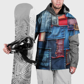 Накидка на куртку 3D с принтом Джинсовая форма электрика в Новосибирске, 100% полиэстер |  | Тематика изображения на принте: 