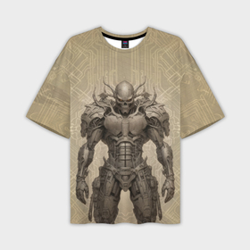 Мужская футболка oversize 3D с принтом Бронированный демонический киборг в Новосибирске,  |  | 