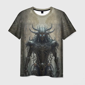 Мужская футболка 3D с принтом Демонический боевой киборг в Курске, 100% полиэфир | прямой крой, круглый вырез горловины, длина до линии бедер | 