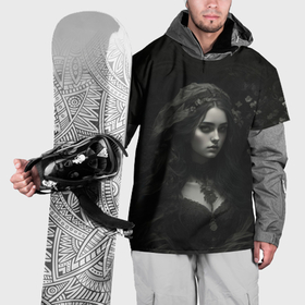 Накидка на куртку 3D с принтом Девушка в цветочном саду в Тюмени, 100% полиэстер |  | Тематика изображения на принте: 