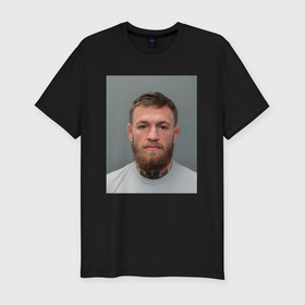 Мужская футболка хлопок Slim с принтом Conor McGregor magshot в Петрозаводске, 92% хлопок, 8% лайкра | приталенный силуэт, круглый вырез ворота, длина до линии бедра, короткий рукав | 