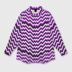Мужская рубашка oversize 3D с принтом Фиолетовые и белые ломаные линии ,  |  | 