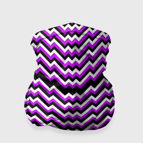 Бандана-труба 3D с принтом Фиолетовые и белые ломаные линии в Санкт-Петербурге, 100% полиэстер, ткань с особыми свойствами — Activecool | плотность 150‒180 г/м2; хорошо тянется, но сохраняет форму | 