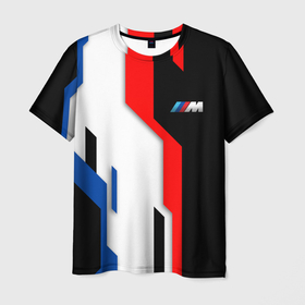 Мужская футболка 3D с принтом BMW   униформа в Санкт-Петербурге, 100% полиэфир | прямой крой, круглый вырез горловины, длина до линии бедер | 
