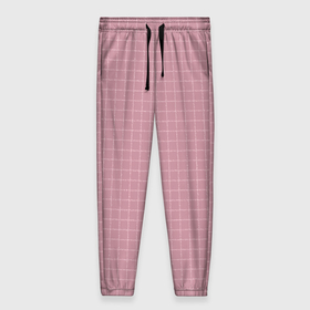 Женские брюки 3D с принтом Дымчатый розовый в клетку в Екатеринбурге, полиэстер 100% | прямой крой, два кармана без застежек по бокам, с мягкой трикотажной резинкой на поясе и по низу штанин. В поясе для дополнительного комфорта — широкие завязки | 