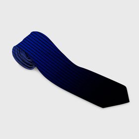 Галстук 3D с принтом Полосатый градиент сине чёрный в Белгороде, 100% полиэстер | Длина 148 см; Плотность 150-180 г/м2 | Тематика изображения на принте: 