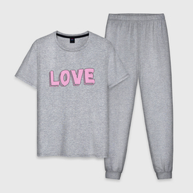 Мужская пижама хлопок с принтом Love pink в Санкт-Петербурге, 100% хлопок | брюки и футболка прямого кроя, без карманов, на брюках мягкая резинка на поясе и по низу штанин
 | 