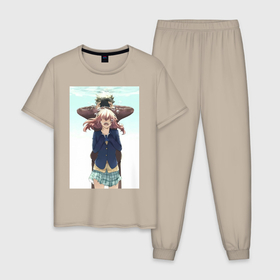 Мужская пижама хлопок с принтом Сёко Нисимия Сёя Исида в Тюмени, 100% хлопок | брюки и футболка прямого кроя, без карманов, на брюках мягкая резинка на поясе и по низу штанин
 | 