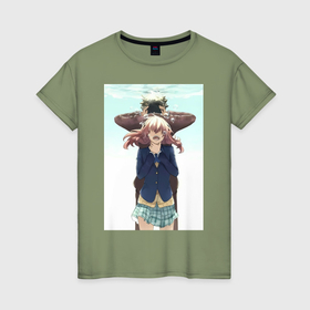 Женская футболка хлопок с принтом Сёко Нисимия Сёя Исида в Тюмени, 100% хлопок | прямой крой, круглый вырез горловины, длина до линии бедер, слегка спущенное плечо | 