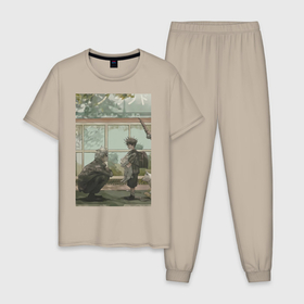 Мужская пижама хлопок с принтом Сатору Годзё Мэгуми Фусигуро в Курске, 100% хлопок | брюки и футболка прямого кроя, без карманов, на брюках мягкая резинка на поясе и по низу штанин
 | 