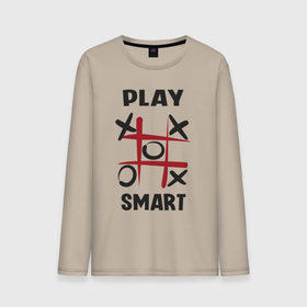 Мужской лонгслив хлопок с принтом Крестики нолики   надпись play smart в Санкт-Петербурге, 100% хлопок |  | 