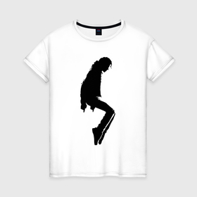 Женская футболка хлопок с принтом Черный силуэт Майкла Джексона в Курске, 100% хлопок | прямой крой, круглый вырез горловины, длина до линии бедер, слегка спущенное плечо | 