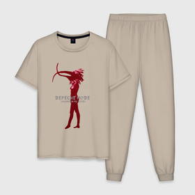 Мужская пижама хлопок с принтом Depeche Mode   walking in my shoes devotional в Тюмени, 100% хлопок | брюки и футболка прямого кроя, без карманов, на брюках мягкая резинка на поясе и по низу штанин
 | 