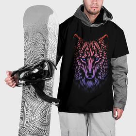Накидка на куртку 3D с принтом Realistic gradient wolf в Екатеринбурге, 100% полиэстер |  | Тематика изображения на принте: 