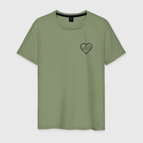 Мужская футболка хлопок с принтом Дикое сердце в Екатеринбурге, 100% хлопок | прямой крой, круглый вырез горловины, длина до линии бедер, слегка спущенное плечо. | 