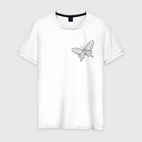 Мужская футболка хлопок с принтом Бабочка простой рисунок в Санкт-Петербурге, 100% хлопок | прямой крой, круглый вырез горловины, длина до линии бедер, слегка спущенное плечо. | 
