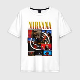 Мужская футболка хлопок Oversize с принтом Nirvana band grunge в Тюмени, 100% хлопок | свободный крой, круглый ворот, “спинка” длиннее передней части | Тематика изображения на принте: 