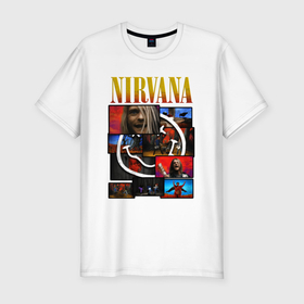 Мужская футболка хлопок Slim с принтом Nirvana band grunge в Тюмени, 92% хлопок, 8% лайкра | приталенный силуэт, круглый вырез ворота, длина до линии бедра, короткий рукав | Тематика изображения на принте: 