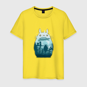 Мужская футболка хлопок с принтом Тоторо и его друзья в Тюмени, 100% хлопок | прямой крой, круглый вырез горловины, длина до линии бедер, слегка спущенное плечо. | Тематика изображения на принте: 