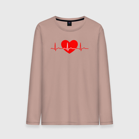 Мужской лонгслив хлопок с принтом Красное сердце кардиограмма в Курске, 100% хлопок |  | 