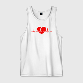 Мужская майка хлопок с принтом Красное сердце кардиограмма в Тюмени, 100% хлопок |  | Тематика изображения на принте: 