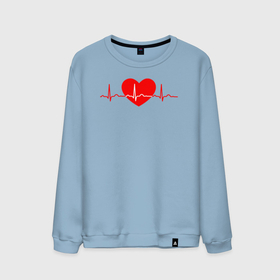 Мужской свитшот хлопок с принтом Красное сердце кардиограмма в Тюмени, 100% хлопок |  | 