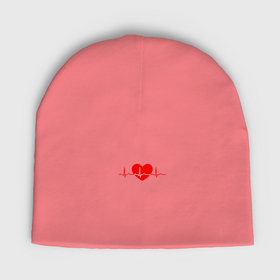 Мужская шапка демисезонная с принтом Красное сердце кардиограмма ,  |  | 