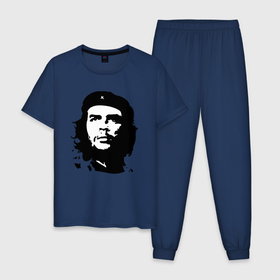 Мужская пижама хлопок с принтом Черно белый силуэт Че Гевара , 100% хлопок | брюки и футболка прямого кроя, без карманов, на брюках мягкая резинка на поясе и по низу штанин
 | Тематика изображения на принте: 