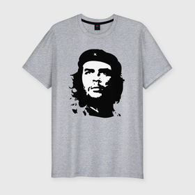 Мужская футболка хлопок Slim с принтом Черно белый силуэт Че Гевара в Санкт-Петербурге, 92% хлопок, 8% лайкра | приталенный силуэт, круглый вырез ворота, длина до линии бедра, короткий рукав | 