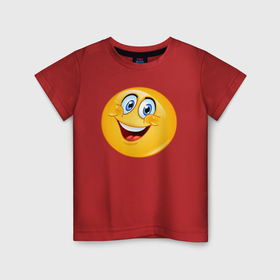 Детская футболка хлопок с принтом Смайлик радостный колобок в Санкт-Петербурге, 100% хлопок | круглый вырез горловины, полуприлегающий силуэт, длина до линии бедер | 