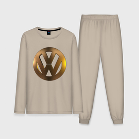 Мужская пижама с лонгсливом хлопок с принтом Volkswagen gold в Тюмени,  |  | Тематика изображения на принте: 